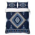 thumbnail image 1 of Queen Quilt Set 90''x96'', Blue Boho Lightweight Bedspread Coverlet Set with 2 Pillow Shams, Aztec Southwest Abstract Geometric Motifs Breathable All Season Quilt Bedding for Bedroom/Guest Room, 1 of 9