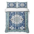thumbnail image 1 of Queen Quilt Set 90''x96'', Blue Boho Lightweight Bedspread Coverlet Set with 2 Pillow Shams, Farmhouse Bohemian Medallion Oriental Flower Breathable All Season Quilt Bedding for Bedroom/Guest Room, 1 of 9