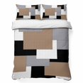 thumbnail image 1 of Queen Quilt Set 90''x96'', Brown Black Grey Lightweight Bedspread Coverlet with 2 Pillow Shams, Middle Century Irregular Geo Abstract Art Breathable All Season Quilt Bedding for Bedroom/Guest Room, 1 of 9
