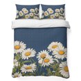 thumbnail image 1 of Queen Quilt Set 90''x96'', Daisy Lightweight Bedspread Coverlet Set with 2 Pillow Shams, Spring Floral Summer Botanical Elegant Navy Blue Breathable All Season Quilt Bedding for Bedroom/Guest Room, 1 of 9