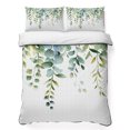 thumbnail image 1 of Queen Quilt Set 90''x96'', Eucalyptus Green Lightweight Bedspread Coverlet Set with 2 Pillow Shams, Gradient Leaves Retro Watercolor Plant Breathable All Season Quilt Bedding for Bedroom/Guest Room, 1 of 9
