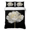 thumbnail image 1 of Queen Quilt Set 90''x96'', Flower Black Lightweight Summer Bedspread Coverlet Set with 2 Pillow Shams, Gold White Abstract Floral Aesthetic Breathable All Season Quilt Bedding for Bedroom/Guest Room, 1 of 9