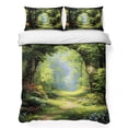 thumbnail image 1 of Queen Quilt Set 90''x96'', Forest Lightweight Bedspread Coverlet Set with 2 Pillow Shams, Nature Woodland Spring Scenic Green Trees Flower Breathable All Season Quilt Bedding for Bedroom/Guest Room, 1 of 9
