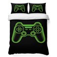 thumbnail image 1 of Queen Quilt Set 90''x96'', Green Game Controller Lightweight Bedspread Coverlet Set with 2 Pillow Shams, Modern Art Gaming Handheld Black Breathable All Season Quilt Bedding for Bedroom/Guest Room, 1 of 9