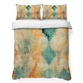 thumbnail image 1 of Queen Quilt Set 90''x96'', Orange Teal Red Lightweight Summer Bedspread Coverlet Set with 2 Pillow Shams, Boho Ethnic Abstract Splashing Art Breathable All Season Quilt Bedding for Bedroom/Guest Room, 1 of 9