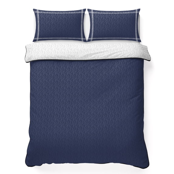 Queen Quilt Set 90''x96'', Pure Dark Blue Lightweight Summer Bedspread Coverlet Set with 2 Pillow Shams, Simple Solid Color Breathable All Season Quilt Bedding for Bedroom/Guest Room