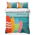 thumbnail image 1 of Queen Quilt Set 90''x96'', Surfboard Lightweight Bedspread Coverlet Set with 2 Pillow Shams, Summer Starfish Palm Leaf Wood Grain Blue Breathable All Season Quilt Bedding for Bedroom/Guest Room, 1 of 9