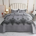 thumbnail image 1 of Queen Quilt Set Gray - Soft Lightweight Summer Quilts, All Season Bedspread (1 Quilt, 2 Shams), 1 of 8