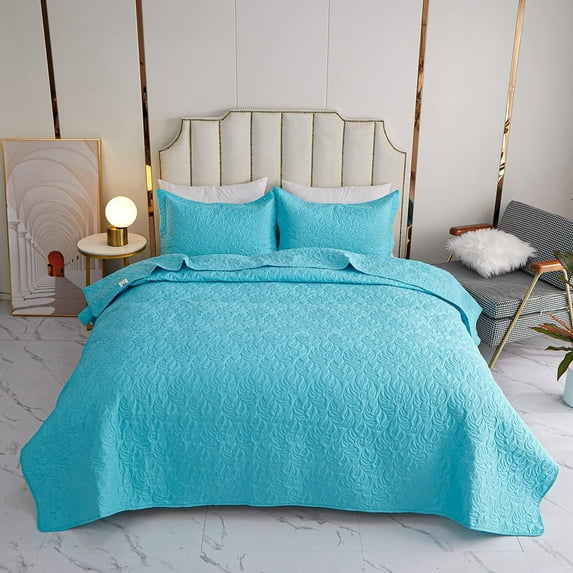 Queen Quilt Set - Vine Pattern Soft Microfiber Lightweight Bedspread 3-Piece for All Season (1 Quilt, 2 Pillow Shams)