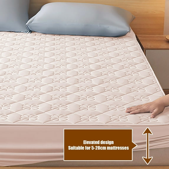 KOYPTL Queen Quilted Fitted Sheet Set 89x79In,Soft Washable Warm Thicken Bedding Sheet,Deep Pocket Mattress Protector Bed Cover,Checkerboard Texture Elastic Sheet for Men Women Hotels Hospital Winter