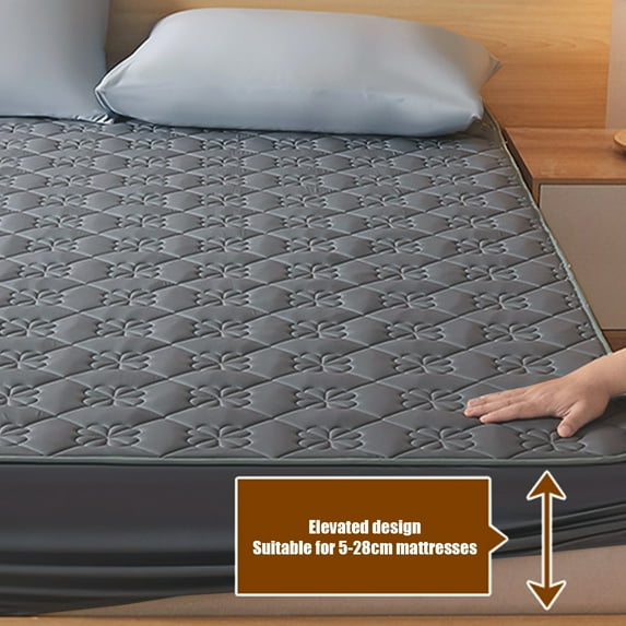 KOYPTL Queen Quilted Fitted Sheet Set 89x79In,Soft Washable Warm Thicken Bedding Sheet,Deep Pocket Mattress Protector Bed Cover,Checkerboard Texture Elastic Sheet for Men Women Hotels Hospital Winter