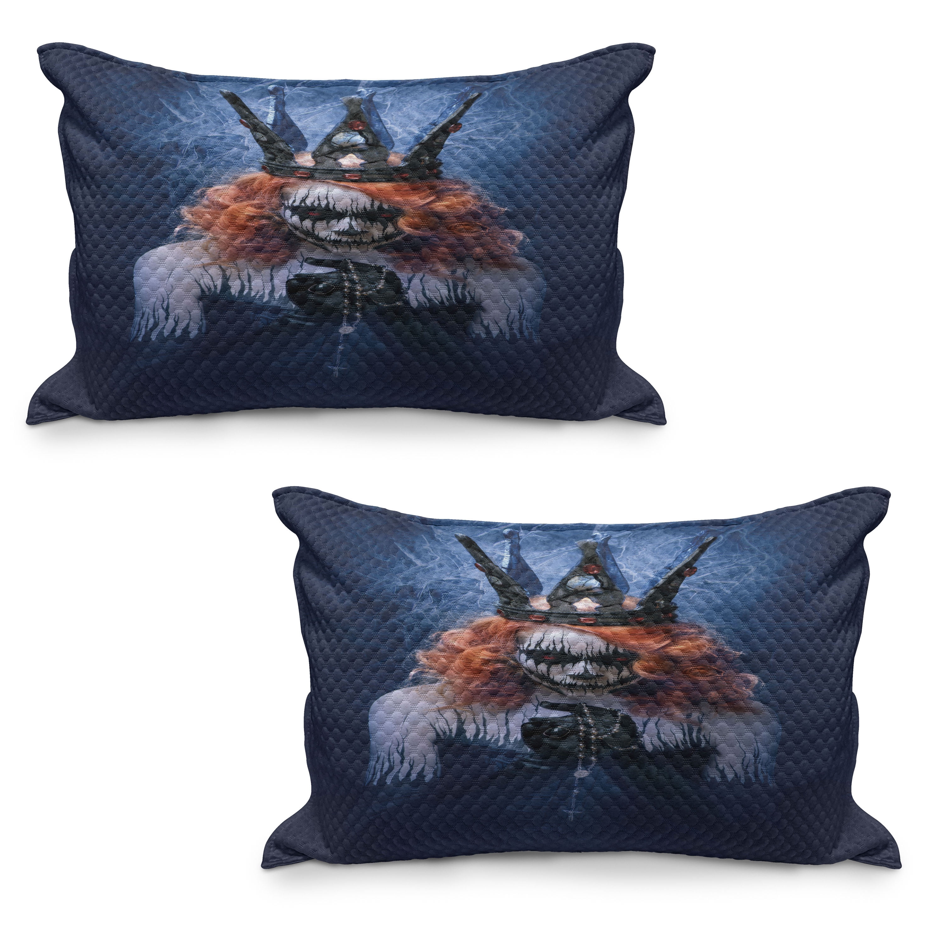Queen Quilted Pillowcover Set of 2, Queen of Death Scary Body Art ...