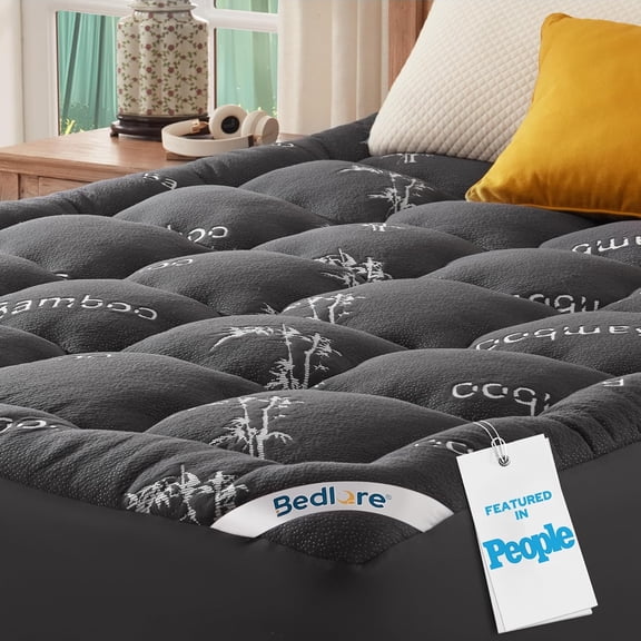 Queen RV Mattress Topper with Bamboo Viscose Pillow Top and Stretchable Pockets for 6 to 15 Inch Mattresses Dark Gray