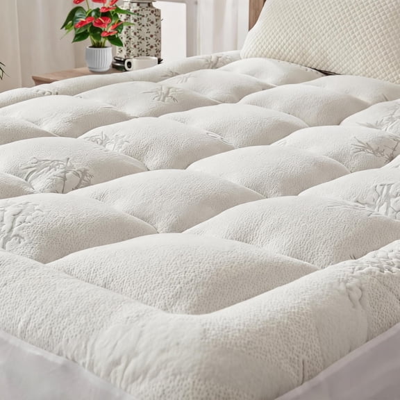 Queen RV Mattress Topper with Bamboo Viscose Pillow Top and Stretchable Pockets for 6 to 18 Inch Mattresses