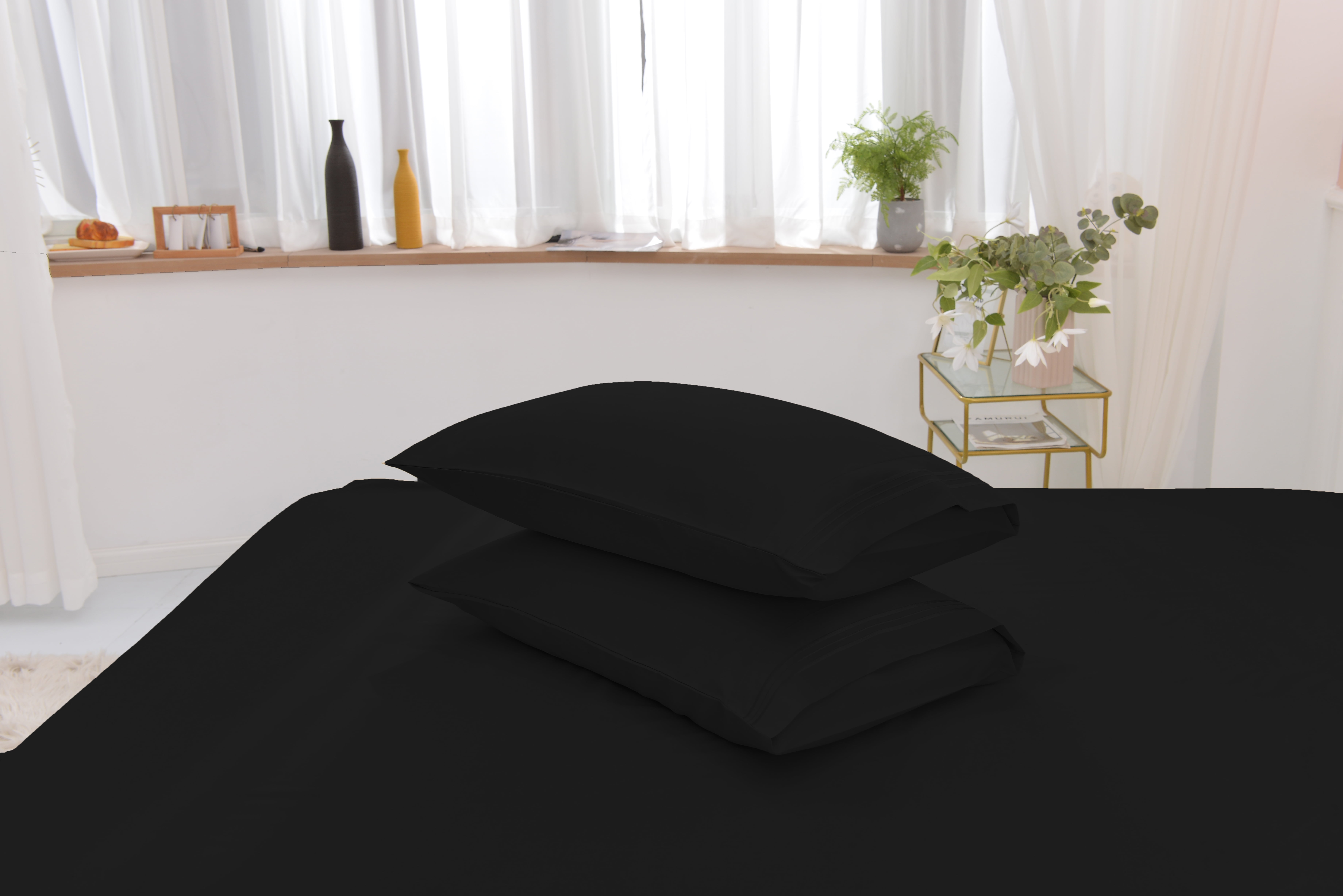 Queen Rayon Made From Bamboo Sheet Set - Softer Than Cotton Queen Size - Wrinkle Free - 16" Deep Pockets - 4 Piece - 1 Fitted Sheet, 1 Flat, 2 Pillowcases Queen Black