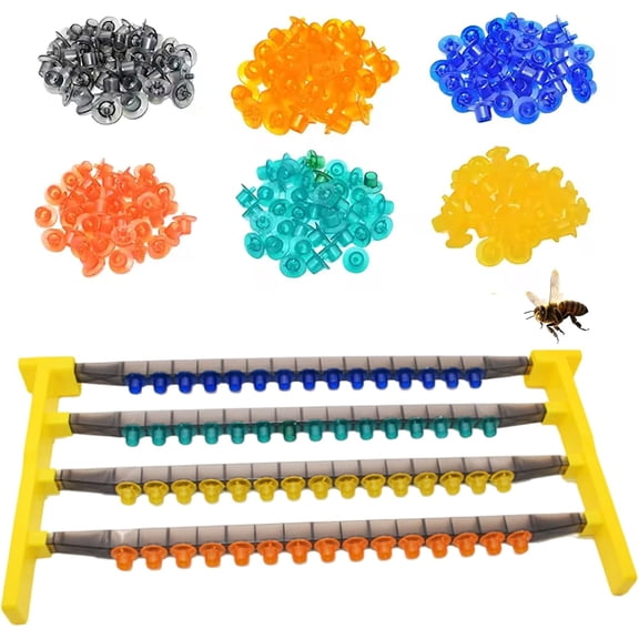 Queen Rearing Kit with 15 Cell Cups Frame Holder Color Coded Plastic Grafting Kit Ideal for Beekeeping Beekeeping Supplies