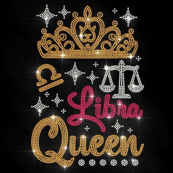 Queen Rhinestone Iron on Hotfix Transfer Scales Star Constellation Heat Transfer Sticker Bling Clothing Decoration Applique for Shirt Bag Hat Jacket Jeans Shoes DIY Crafts