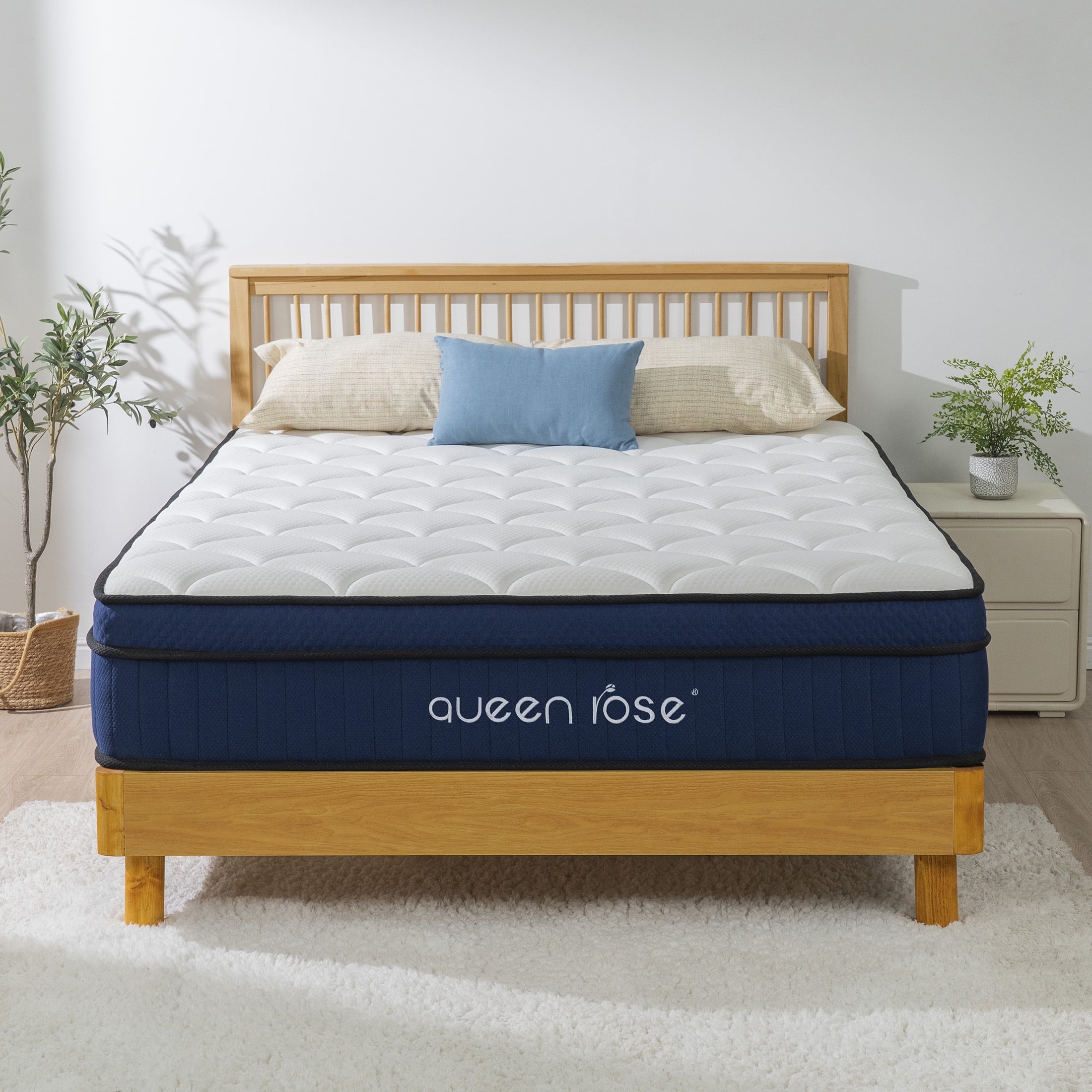 Queen Rose 12 inch Twin Size Last Foam Hybrid Mattress in a Box, Medium Firm