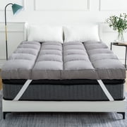 Queen Rose Twin Size Mattress Topper Gray Luxury Down Alternative Fiber Mattress Topper with Elastic Band