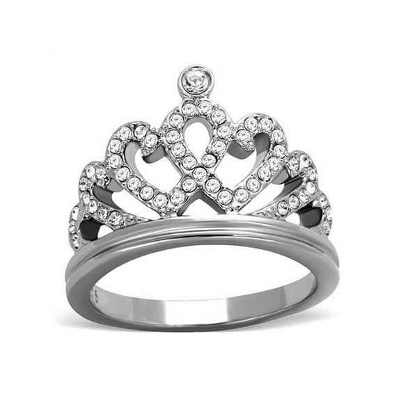Queen Royalty Princess Crown Silver Stainless Steel Fashion Ring Women's Size 5