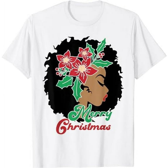 Queen Santa Claus American African Christmas Women Melanin white T-Shirt