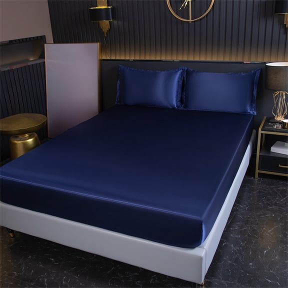 Queen Satin Bed Sheets Set 4 Piece • Deep Pocket Sheet Set For Hot Sleepers •Fitted Sheet Stays In Place • Soft Cooling Microfiber Bedding