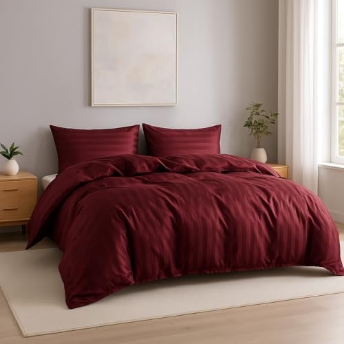 Queen Satin Duvet Cover Set – 3-Piece Lightweight Silky Bedding with Hidden Zipper & Pillowcases, Smooth Satin Fabric, Easy Care, Wrinkle-Resistant, No Comforter Included
