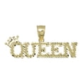 thumbnail image 1 of Diamond-Cut "Queen" Script with Crown Women’s Adult Pendant 10K Yellow Gold, 6.03 Gr – Goldum NYC, 1 of 3