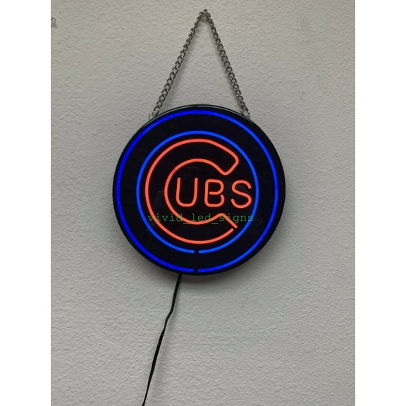 Queen Sense 10" Chicago Sports Team Cub Vivid LED Neon Sign Light Lamp Durable Super Bright 110CUBSNLED