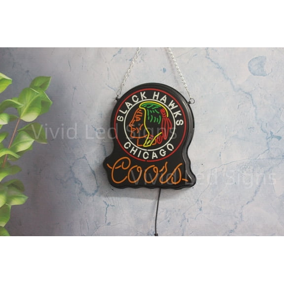 Queen Sense 10" Custom Vivid For Chicagos Sports League Blackhawks Coor LED Sign Neon Sign Light Lamp Wall Decor Party Gift Home Beer Pub Bar Artwork 110CBHCLC-NLED