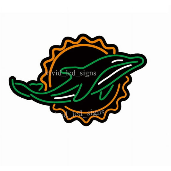 Queen Sense 10" For Miamis Sports Team Dolphins Vivid LED Neon Sign Light Lamp Durable Super Bright 110MDLV2NLED