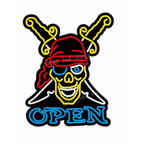 Queen Sense 10" For Pittsburghs Sports Team Pirates Tattoo Open Vivid LED Neon Sign Light Lamp Durable Super Bright 110OPPLNLED