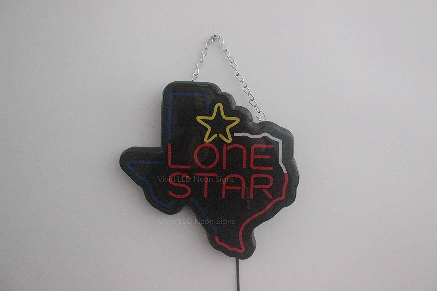 Queen Sense 10" Lone Stars Outline Texas Vivid LED Neon Sign Light Lamp ...