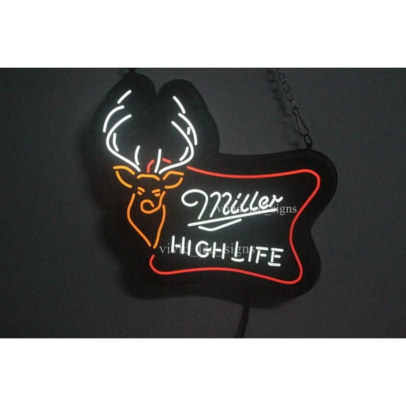 Queen Sense 10" Millers High Life Deer Stag Buck Vivid LED Neon Sign Light Lamp Durable Super Bright 110MHLLDNLED