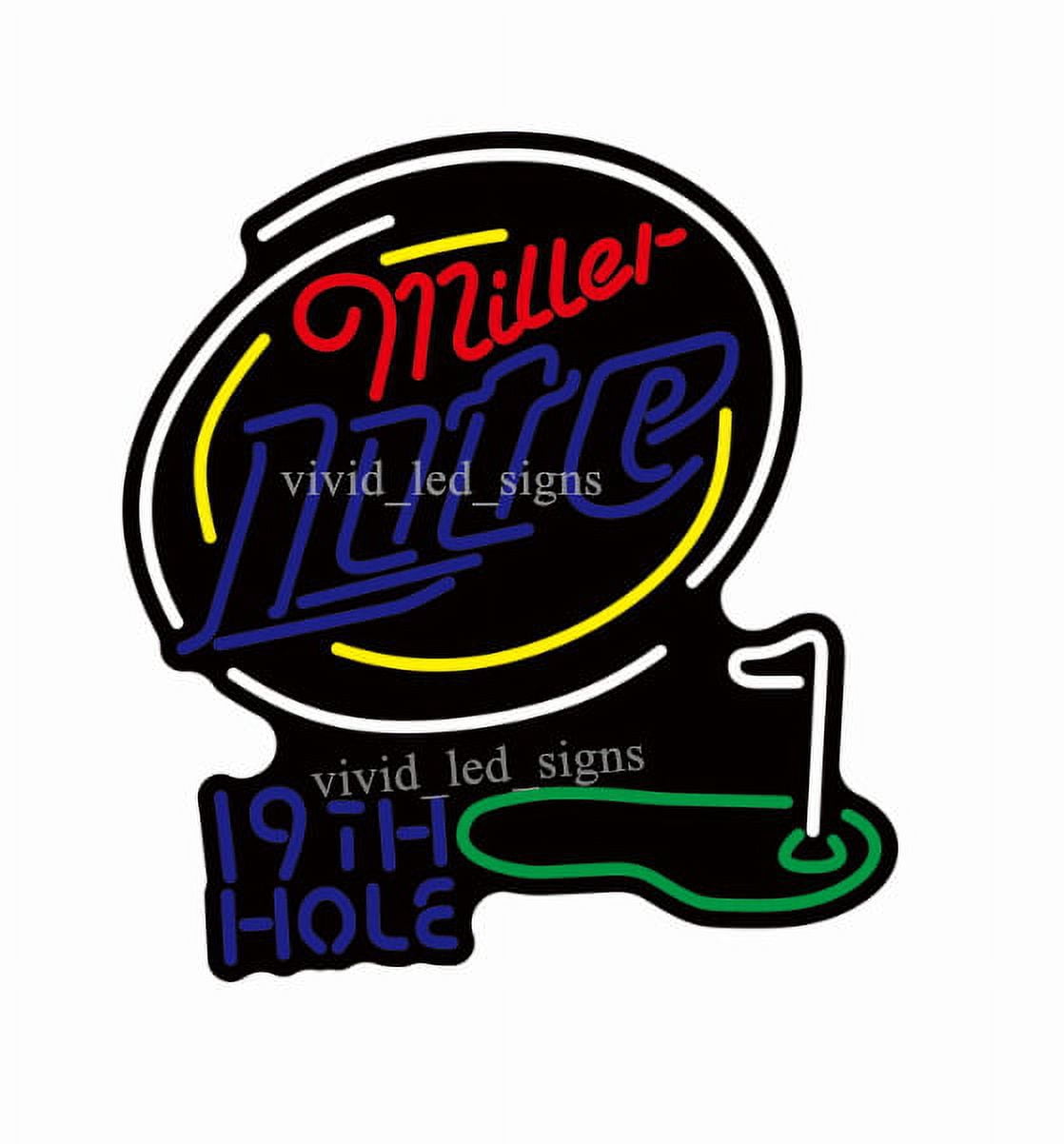 Queen Sense 10" Millers Lite 19Th Hole Vivid LED Neon Sign Light Lamp ...