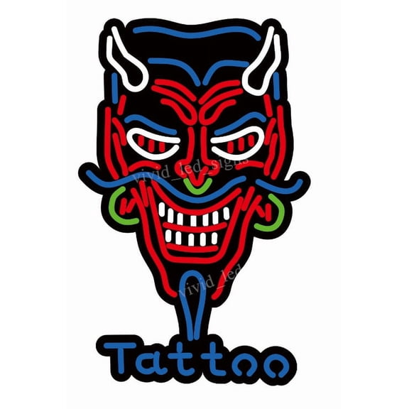 Queen Sense 10" Tattoo Devil Body Piercing Vivid LED Neon Sign Light Lamp Durable Super Bright 110TTDLNLED