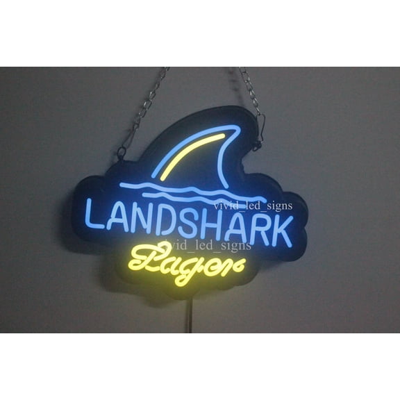 Queen Sense 10" Vivid Custom Landsharks Lager Beer LED Sign Neon Sign Light Lamp Beer Pub Bar Man Cave Artwork Handmade Wall Decor Gift W110LSLB-NLED