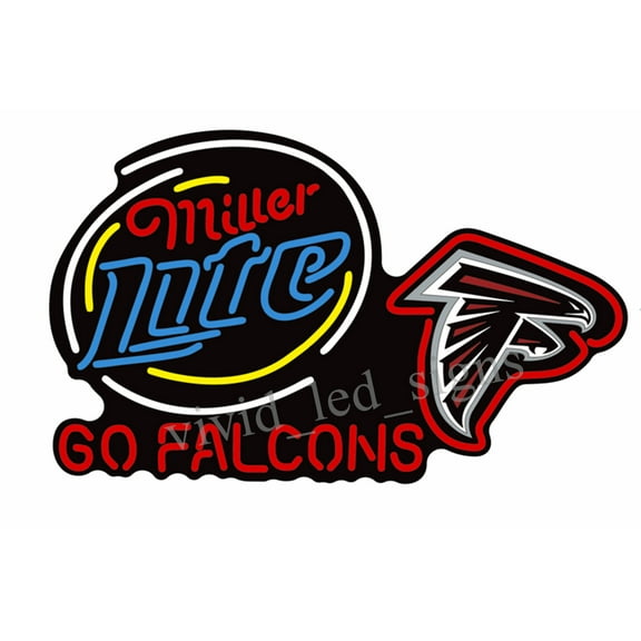 Queen Sense 10" Vivid Millers Lite For Atlantas Sports Team Go Falcons LED Sign Neon Sign Light Lamp Durable Super Bright 110MLLV3AFLGFNLED