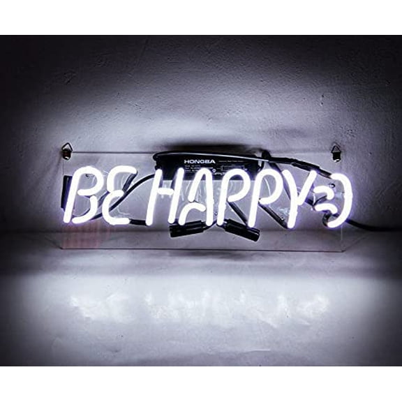 Queen Sense 14" Custom Be Happy Neon Sign Man Cave Beer Pub Bar Artwork Handmade Wall Decor Gift Neon Light 114BHA