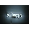 thumbnail image 1 of Queen Sense 14" Be Happy Neon Sign Acrylic Man Cave Pub Bar Wall Decor Artwork Handmade Neon Light WAC175, 1 of 4