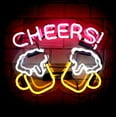 thumbnail image 1 of Queen Sense 14" Cheers Beer Mugs Neon Sign Acrylic Man Cave Handmade Neon Light 114CBMA, 1 of 4