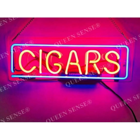Queen Sense 14" Cigars Neon Sign Acrylic Man Cave Handmade Neon Light 114CSSA