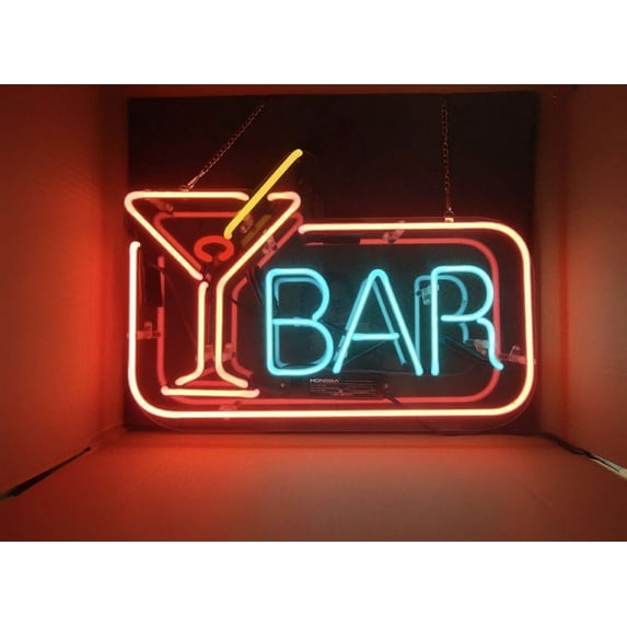 Queen Sense 14" Cocktail Bar Martini Neon Sign Acrylic Man Cave Beer Pub Bar Artwork Handmade Wall Decor Gift Neon Light WACR313