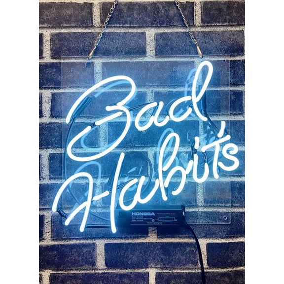 Queen Sense 14" Custom Bad Habits Neon Sign Acrylic Man Cave Beer Pub Bar Artwork Handmade Wall Decor Gift Neon Light 114BHWV2A