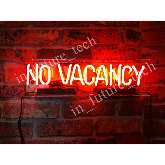 Queen Sense 14" Custom No Vacancy Neon Sign With Switch On/Off For Word NO Acrylic Box Man Cave Beer Pub Bar Artwork Handmade Wall Decor Gift Neon Light 114NVRAB