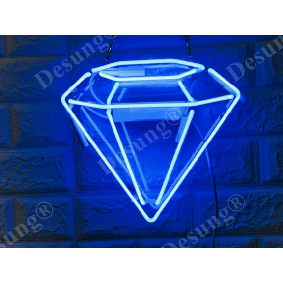 Queen Sense 14" Diamond Neon Sign Acrylic Man Cave Handmade Neon Light 114DMBA
