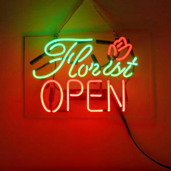 Queen Sense 14" Florist Open Flowers Shop Neon Sign Acrylic Man Cave Handmade Neon Light 114FOFSA