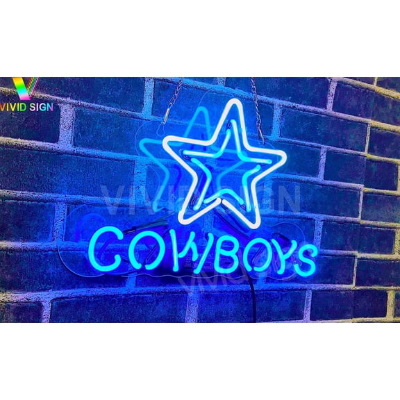Queen Sense 14" For Dallas's Sports League Cowboys Neon Sign Acrylic Pub Bar Man Cave Wall Artwork Decor Handmade Neon Light W114DCBLA2