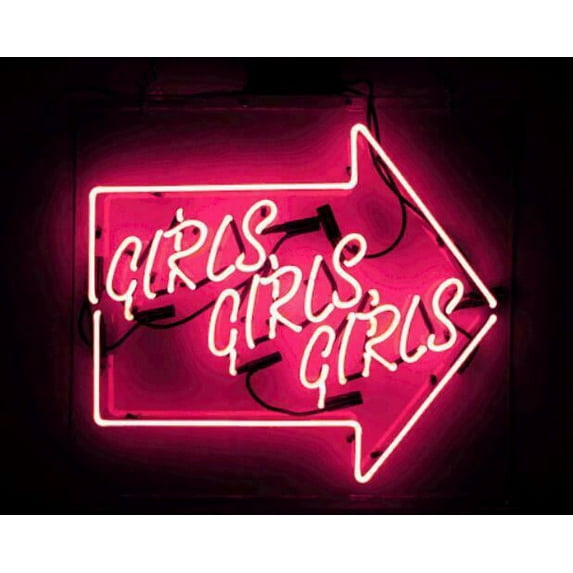 Queen Sense 14" Girls Girls Girls Arrow Neon Sign Acrylic Man Cave Handmade Neon Light 114GGGRAPA2