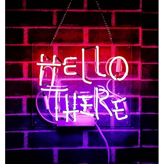 Queen Sense 14" Custom Hello There Hell Here Neon Sign with on/off Switch for O and T Acrylic Man Cave Beer Pub Bar Artwork Handmade Wall Decor Gift Neon Light 114HTHHPPPA